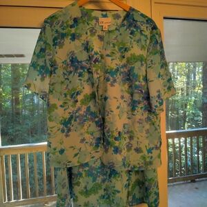 Appleseed's Blue and Green Floral Skirt Set